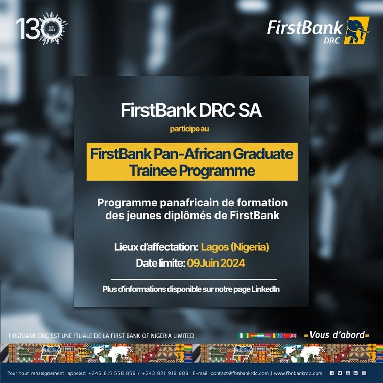 Avis d’appel à candidatures pour le Programme panafricain de formation des jeunes diplômés de FirstBank