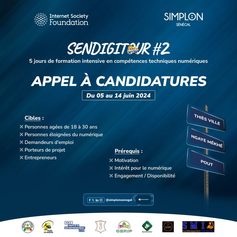 Simplon Sénégal et ses partenaires lancent un appel à candidatures pour cinq (5) jours de formations intensives aux “Compétences Techniques Numériques”