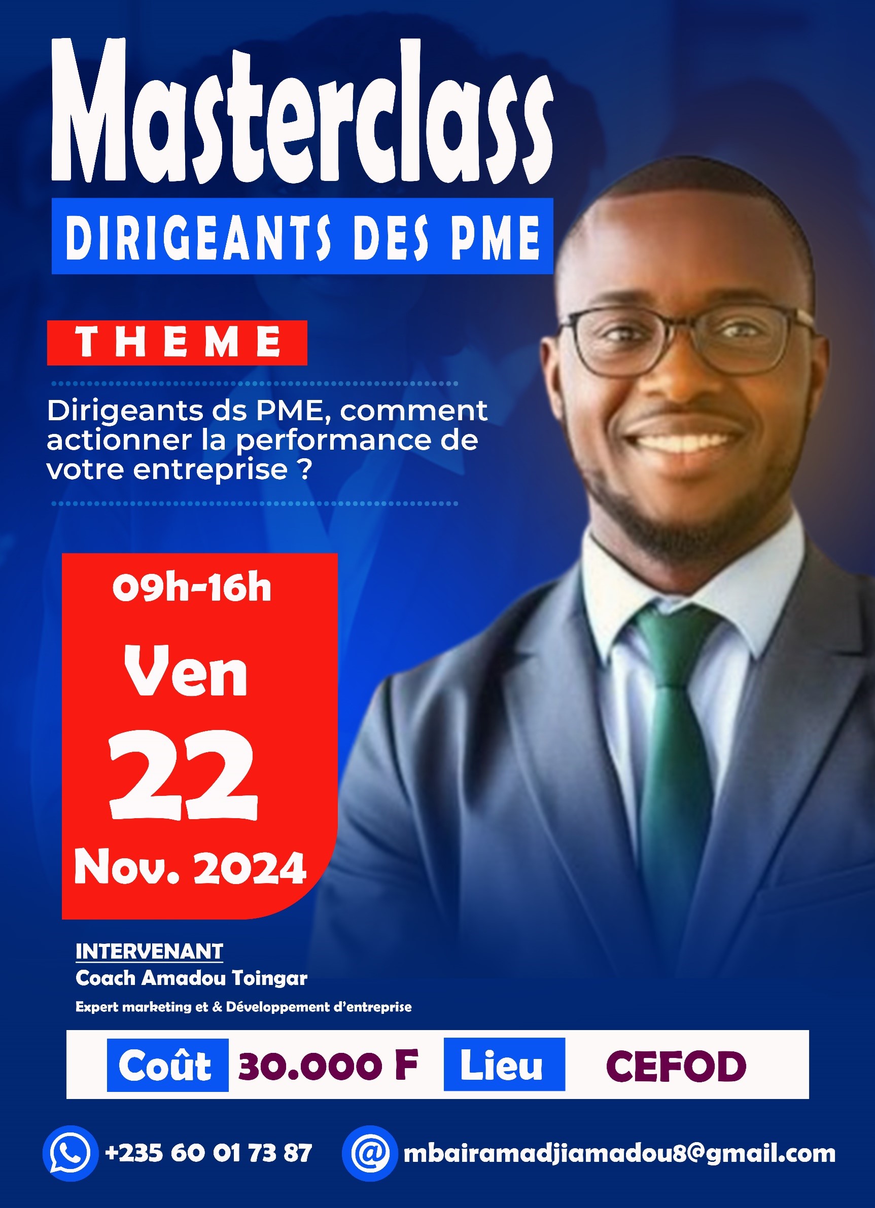 Avis de formation pour les dirigeants des PME sur comment actionner la performance des entreprises, N’Djamena, Tchad