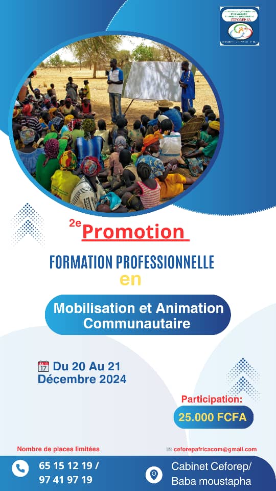 Avis de formation en mobilisation et animation communautaire dans les projets et programmes