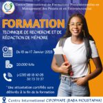 Le  Centre International de Formation Professionnelle en Management des Projets et Entrepreneuriat (CIFOPMAPE) organise une formation sur la technique de recherche et de rédaction de mémoire, N&rsquo;Djamena, Tchad 