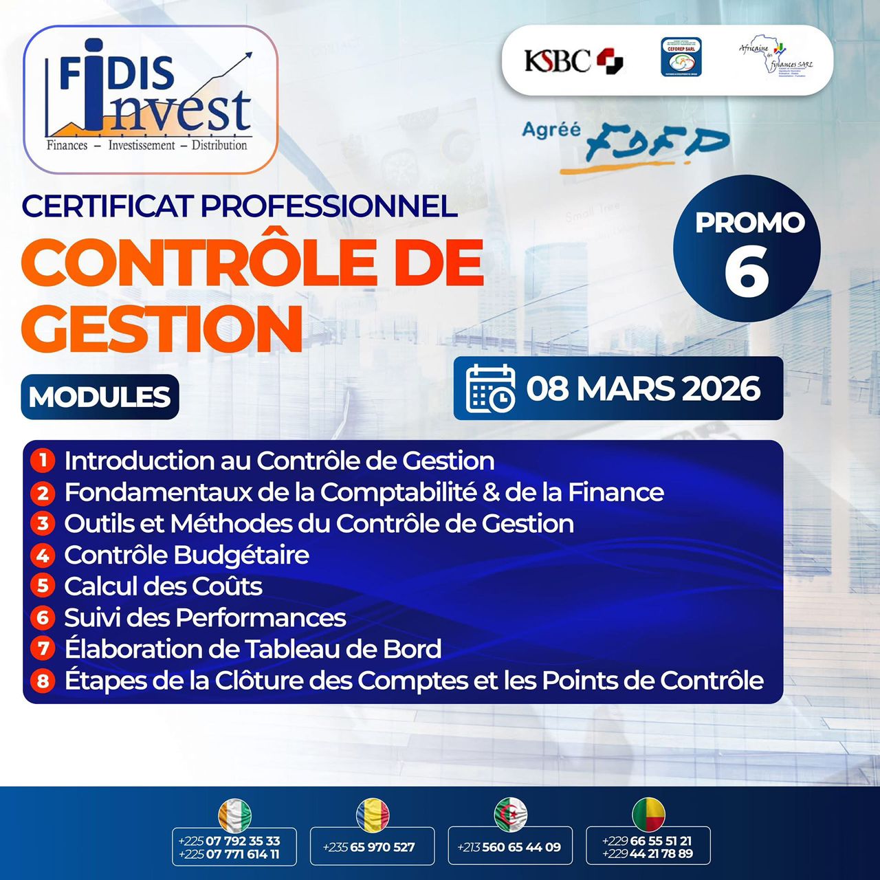 Le Cabinet FIDIS Invest lance une certification en Contrôle de Gestion