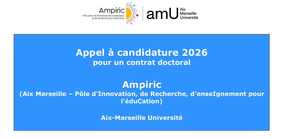 Appel à candidature 2026 pour un contrat doctoral