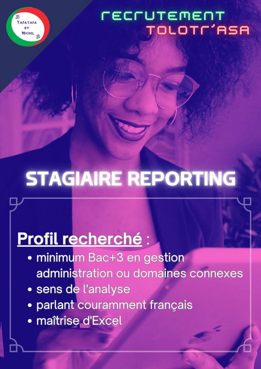 𝐑𝐞𝐜𝐫𝐮𝐭𝐞𝐦𝐞𝐧𝐭 𝐩𝐨𝐮𝐫 𝐥𝐞 𝐩𝐨𝐬𝐭𝐞 𝐝𝐞 𝐒𝐭𝐚𝐠𝐢𝐚𝐢𝐫𝐞 𝐫𝐞𝐩𝐨𝐫𝐭𝐢𝐧𝐠-𝐀𝐜𝐜è𝐬 𝐁𝐚𝐧𝐪𝐮𝐞, Antananarivo, Madagascar