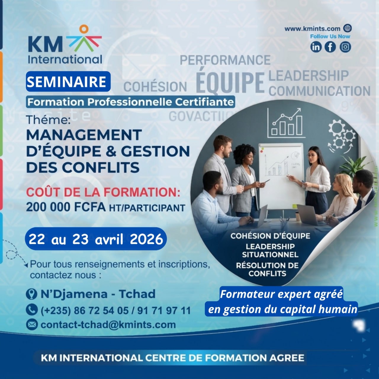 KM International lance une formation en management et gestion des conflits, N&rsquo;Djamena, Tchad