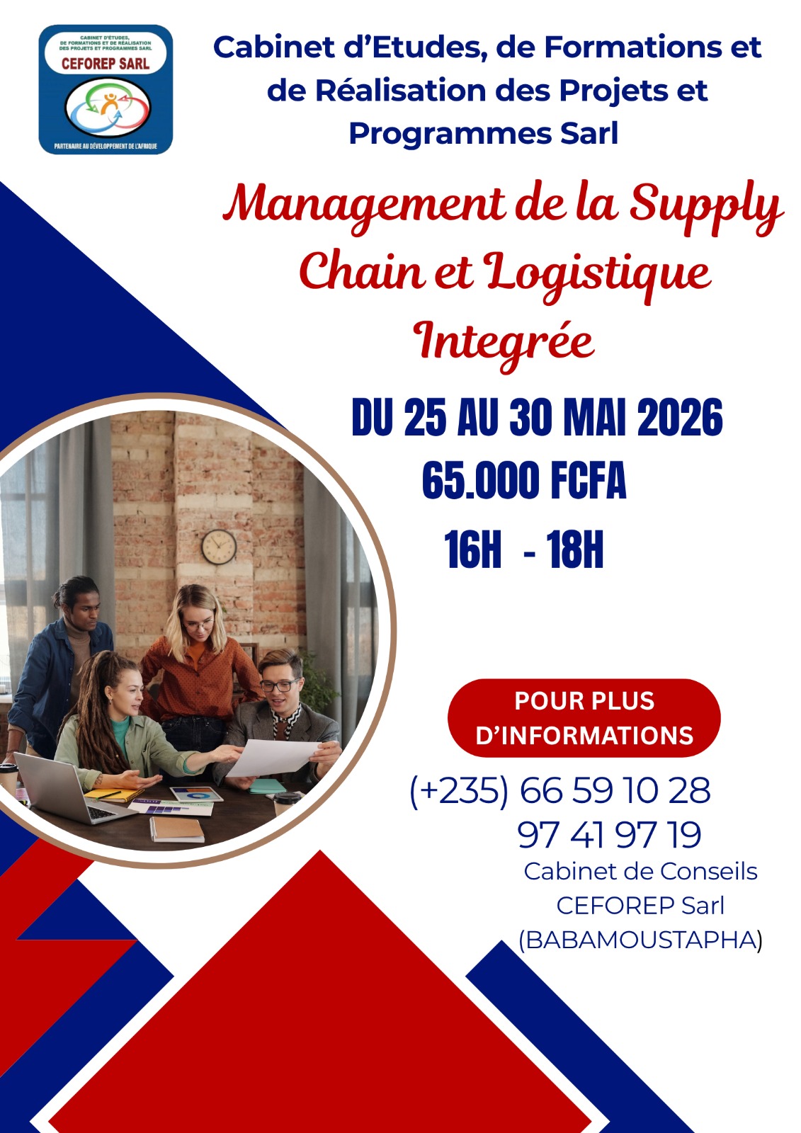 Le Cabinet CEFOREP SARL organise une formation en Management de la Logistique Humanitaire et Supply Chain d&rsquo;Urgence, N&rsquo;Djamena, Tchad