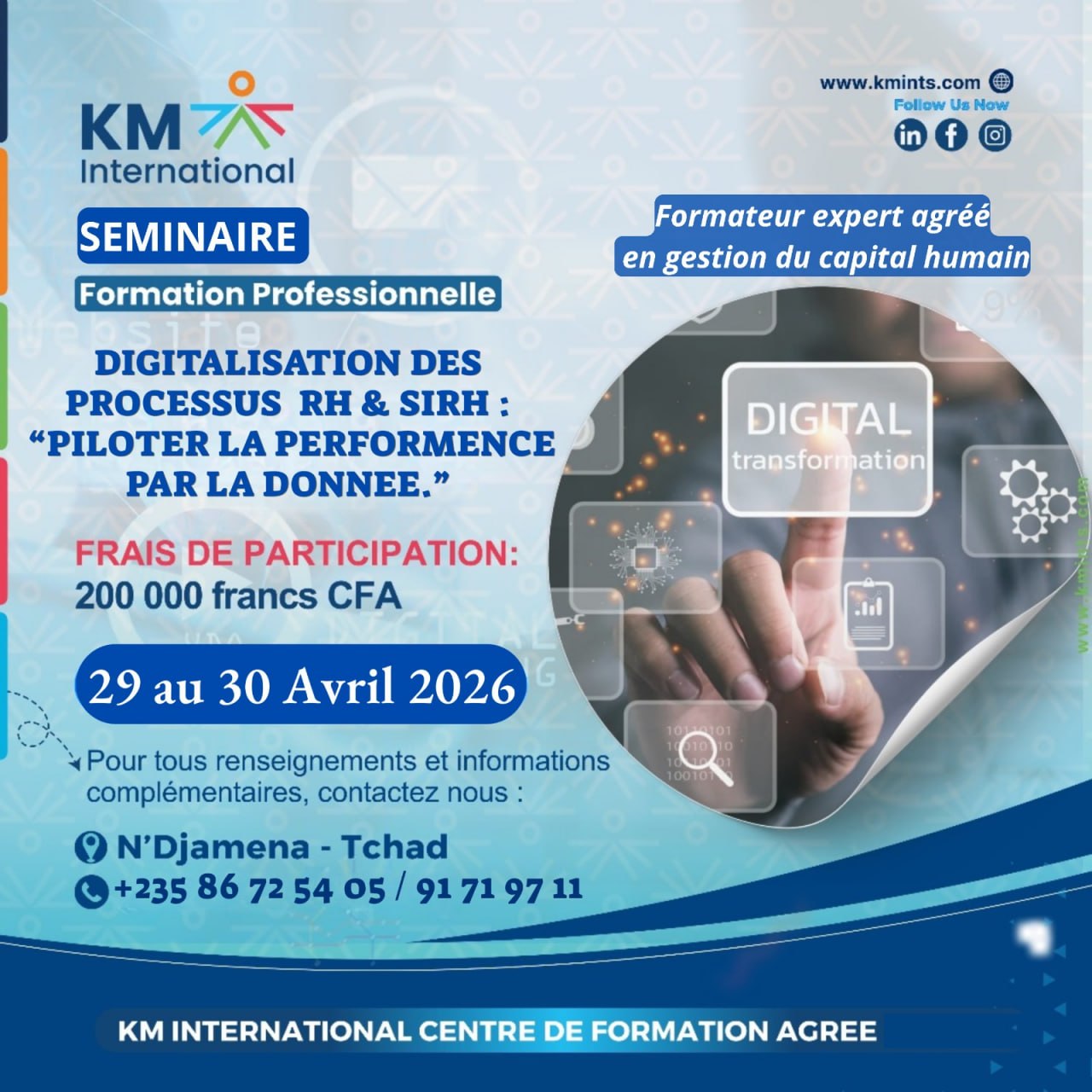 KM International lance une formation en digitalisation des processus RH & système d&rsquo;information des ressources humaines (SIRH), N&rsquo;Djamena, Tchad