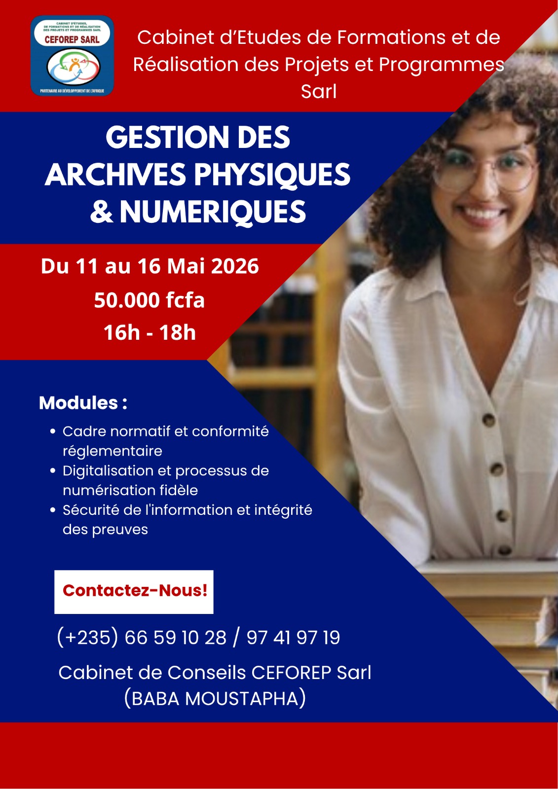 Le Cabinet de Conseils CEFOREP SARL organise une formation sur la gestion hybride des archives (physiques & numériques), N&rsquo;Djamena, Tchad