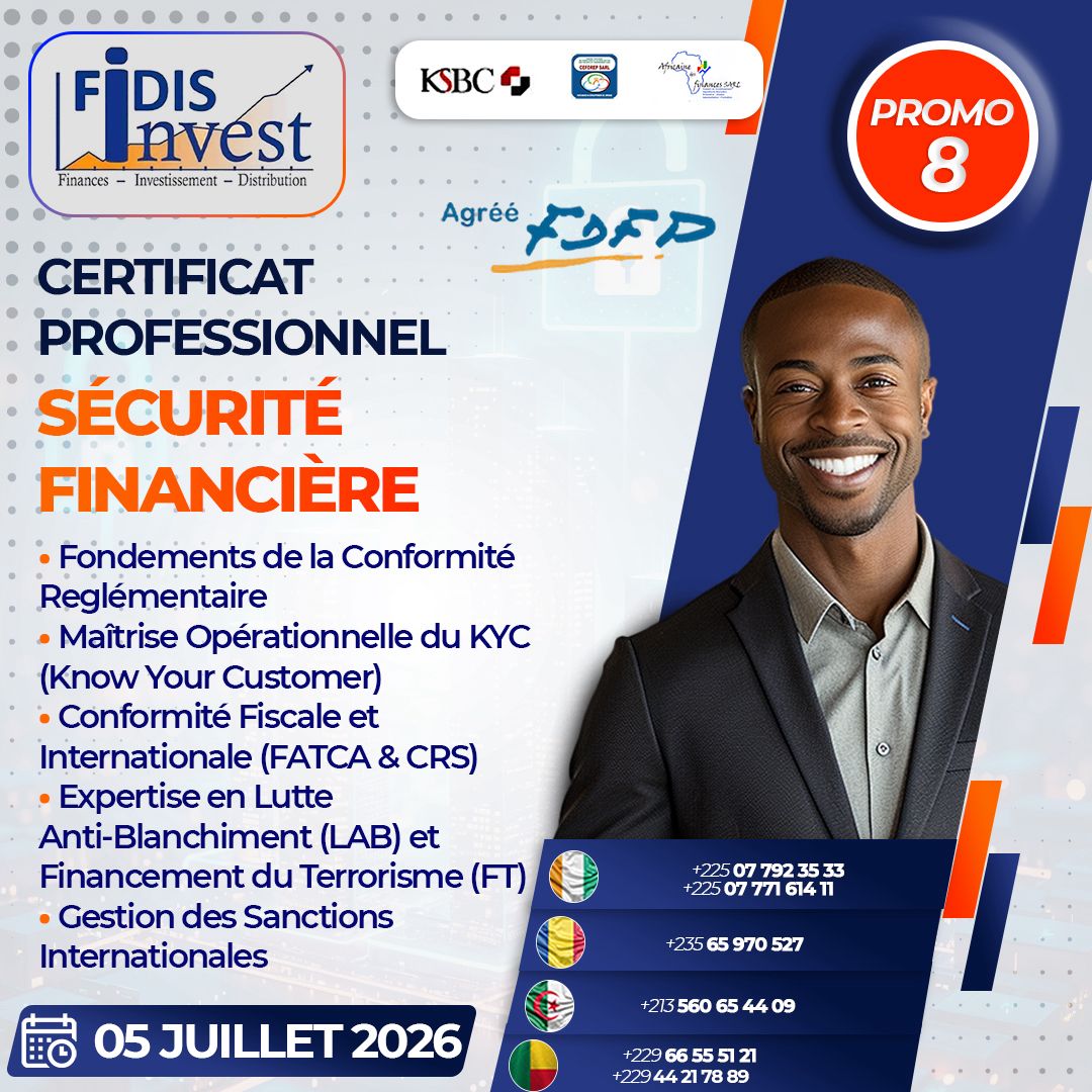 FIDIS Invest organise une formation certifiante en Sécurité financière, 100% en ligne