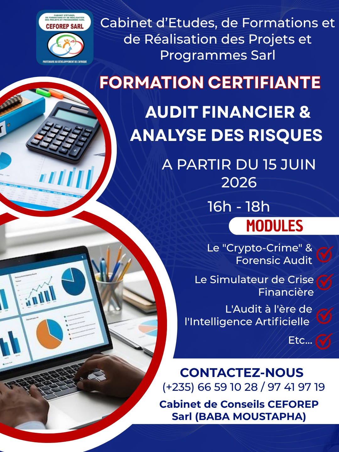 Le Cabinet de Conseils CEFOREP SARL organise une formation certifiante en Analyse et gestion financière des projets de développement et humanitaire, N&rsquo;Djamena, Tchad