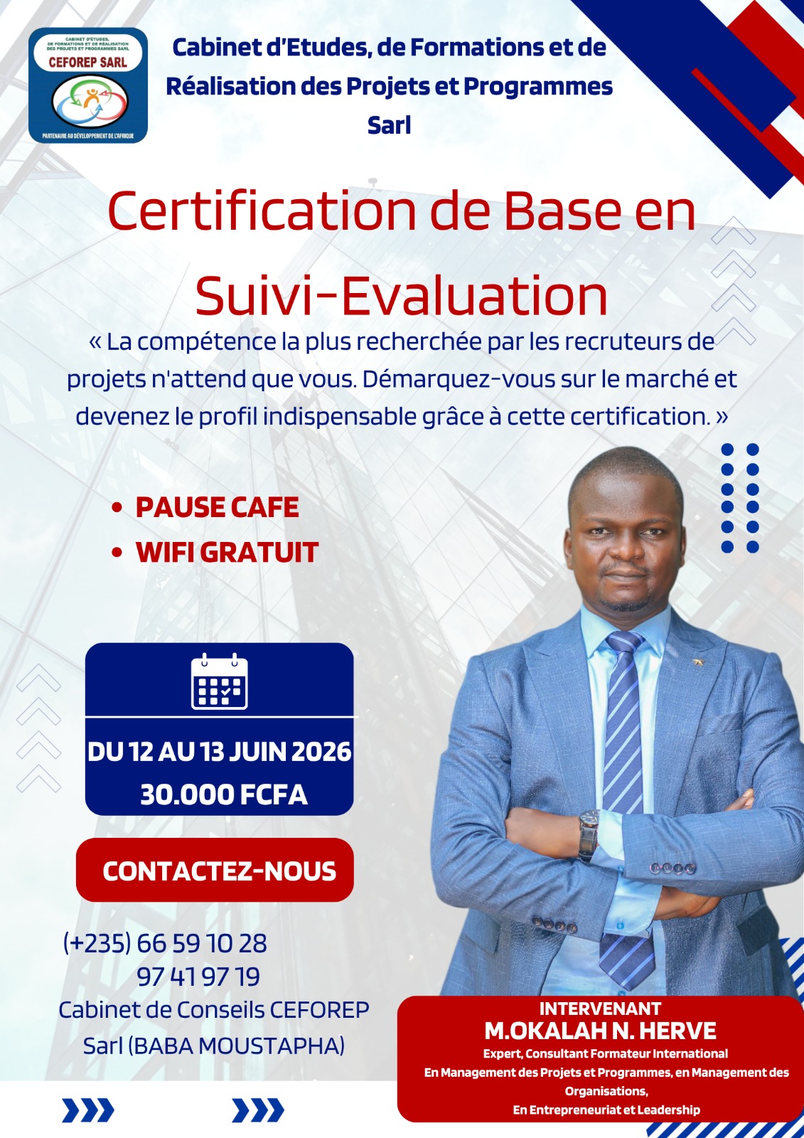 Le Cabinet de Conseils CEFOREP Sarl organise une certification de base en suivi-évaluation de projets, N&rsquo;Djamena, Tchad