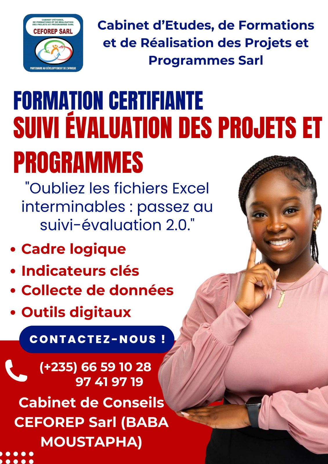 Le Cabinet de Conseils CEFOREP Sarl organise une formation en Suivi et évaluation des Projets et Programmes, N&rsquo;Djamena, Tchad