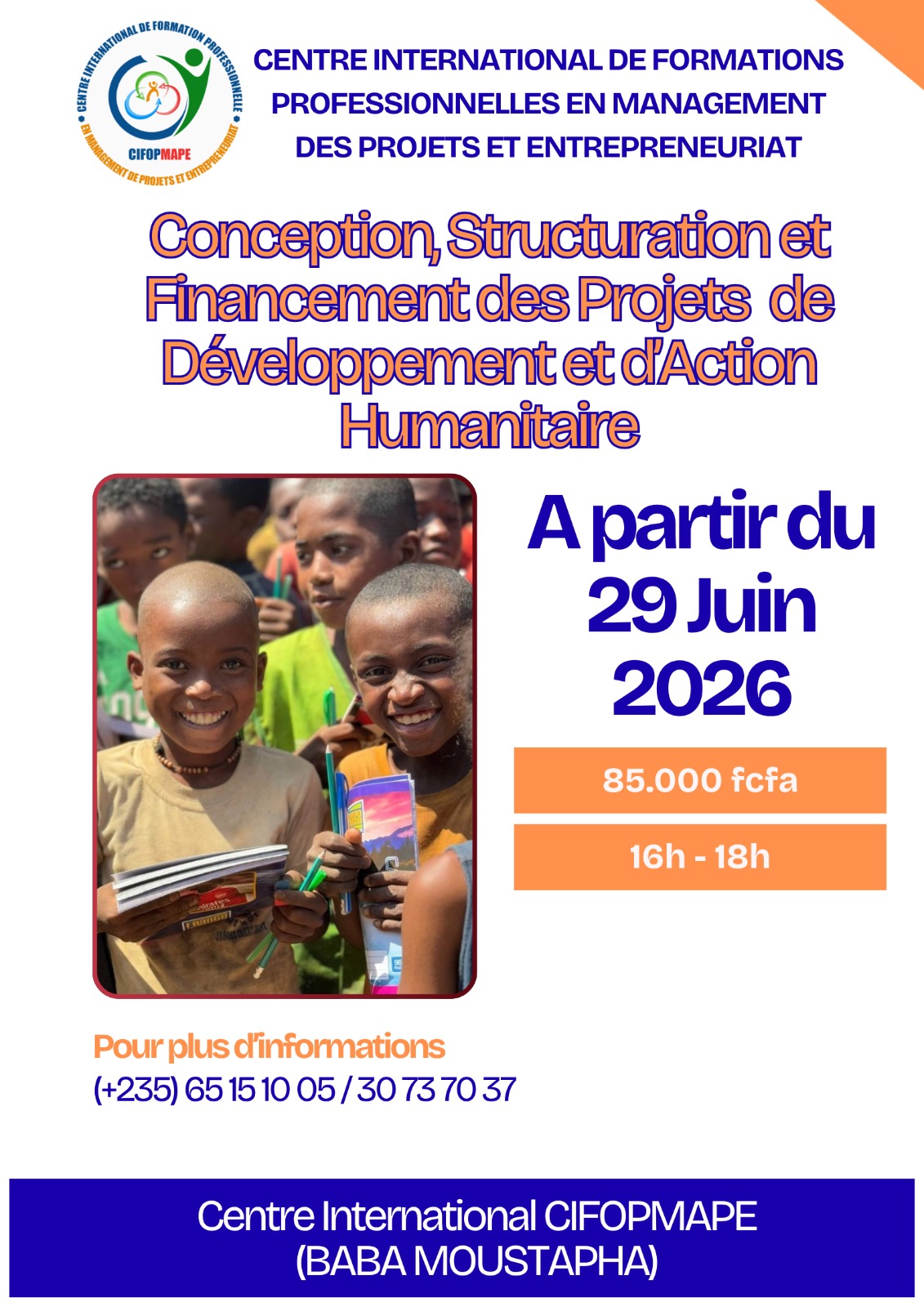 Le Centre International CIFOPMAPE organise une formation en Structuration et financement des projets de développement et d&rsquo;action humanitaire, N&rsquo;Djamena, Tchad