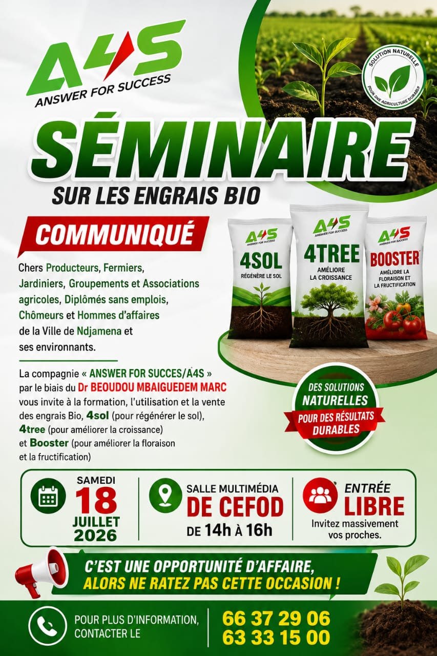 Answer For Succes (A4S) organise un séminaire de formation sur l&rsquo;utilisation et la vente des engrais bios