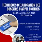 Le Cabinet de Conseils CEFOREP Sarl organise une session de formation pratique en ingénierie et technique d&rsquo;élaboration des Dossiers d&rsquo;Appel d&rsquo;Offres (DAO)