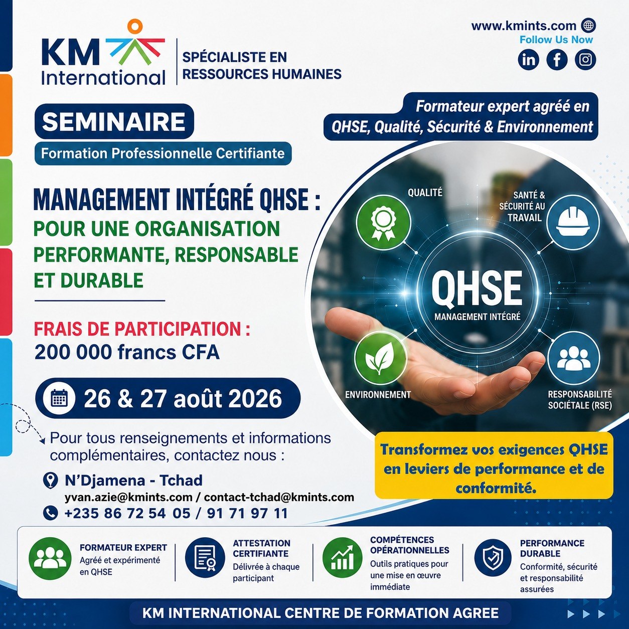 KM International propose une formation professionnelle certifiante en Management Intégré QHSE