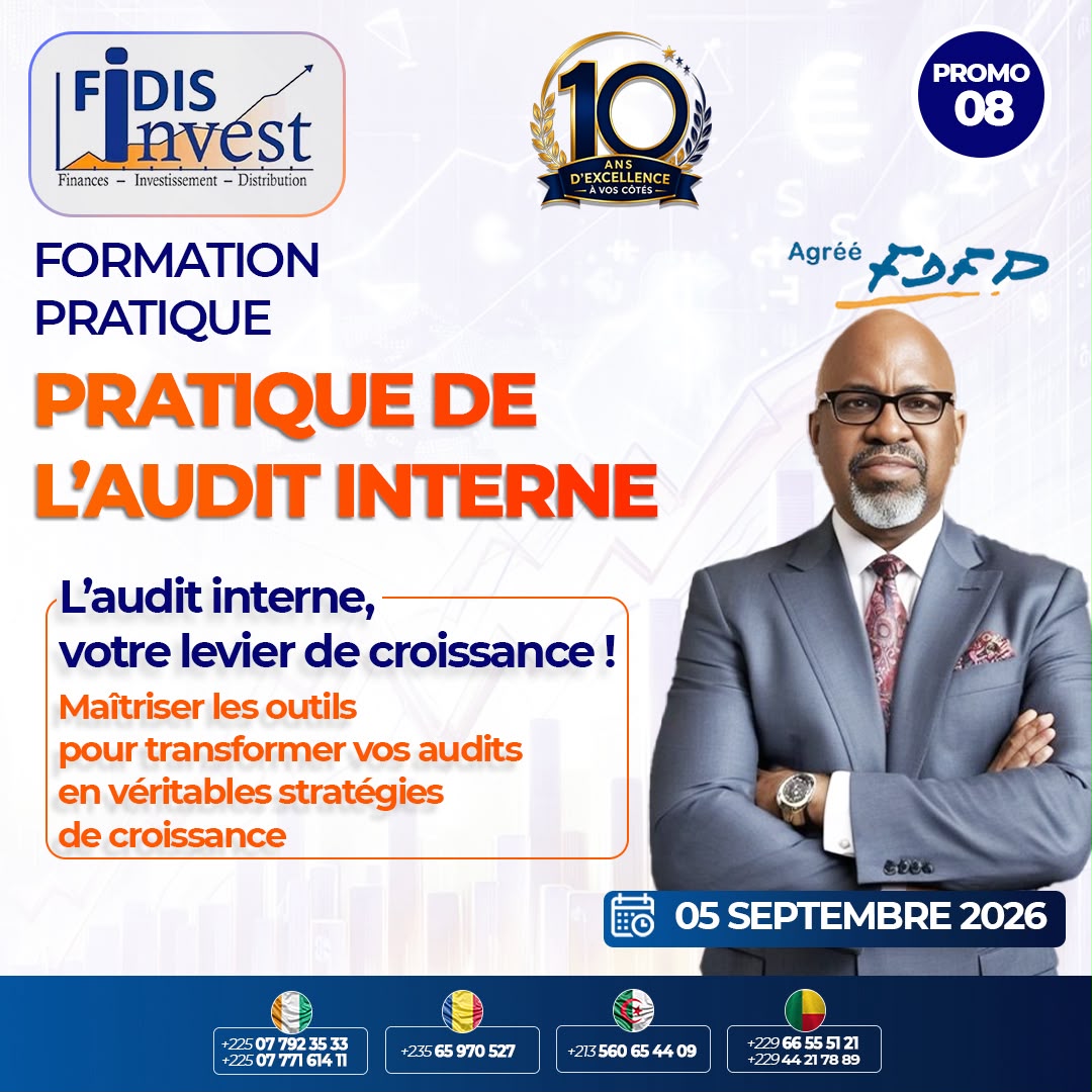 Le Cabinet FIDIS Invest organise une certification en Pilotage et Pratique de l&rsquo;Audit Interne (PAI)