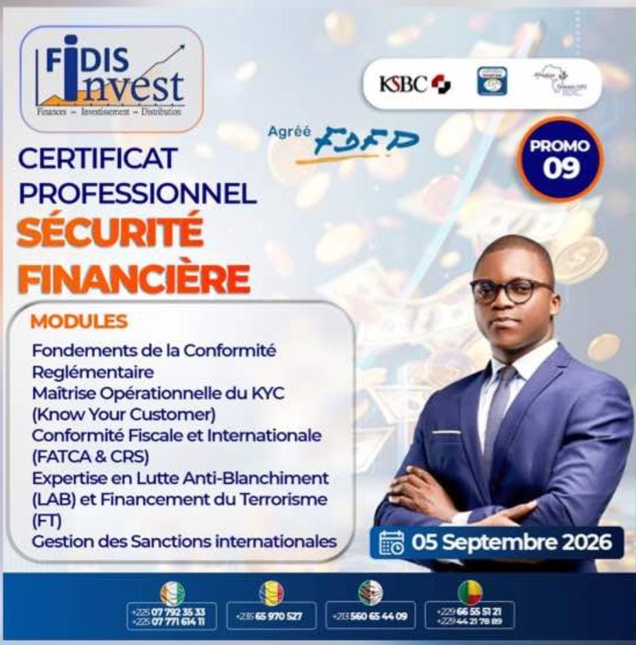 Le Cabinet FIDIS Invest organise une certification en Sécurité Financière