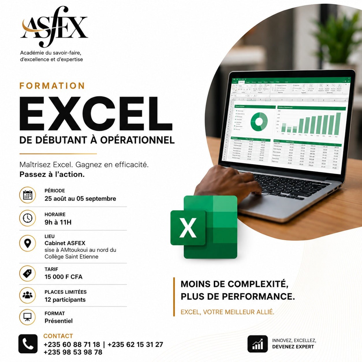 ASFEX – Centre de Formation & Expertise organise une formation certifiante sur Excel, Tchad
