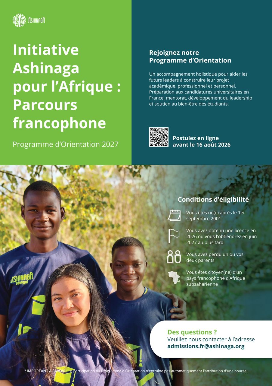Ashinaga recrute les candidats de son Programme d&rsquo;Orientation 2027