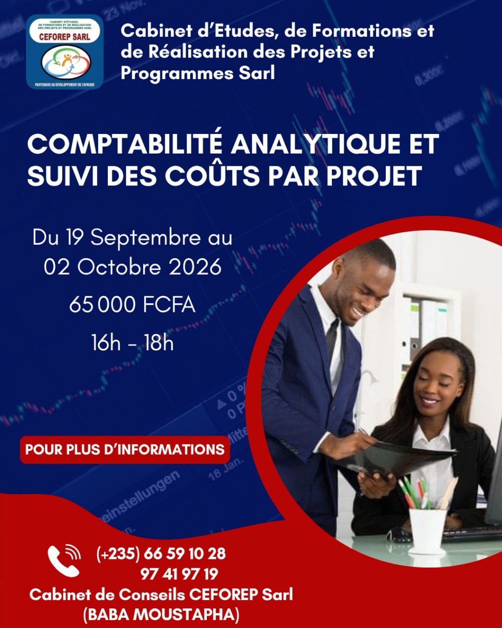Le Cabinet CEFOREP SARL organise une formation sur la Comptabilité Analytique et suivi des coûts par projet, N&rsquo;Djamena, Tchad