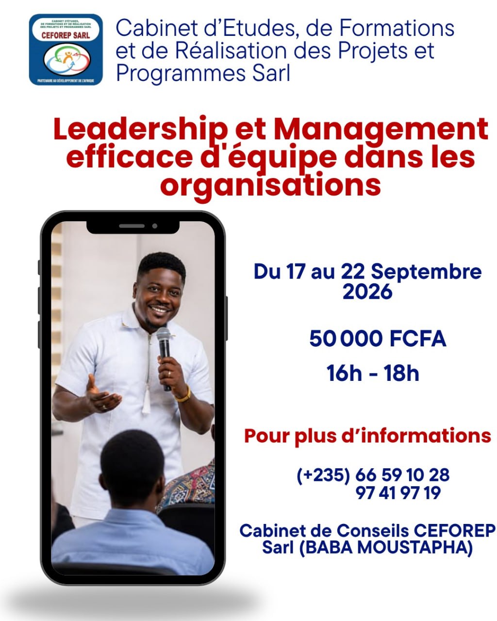 Le Cabinet CEFOREP SARL organise une formation sur le Leadership et Management efficace d&rsquo;équipe dans les organisations