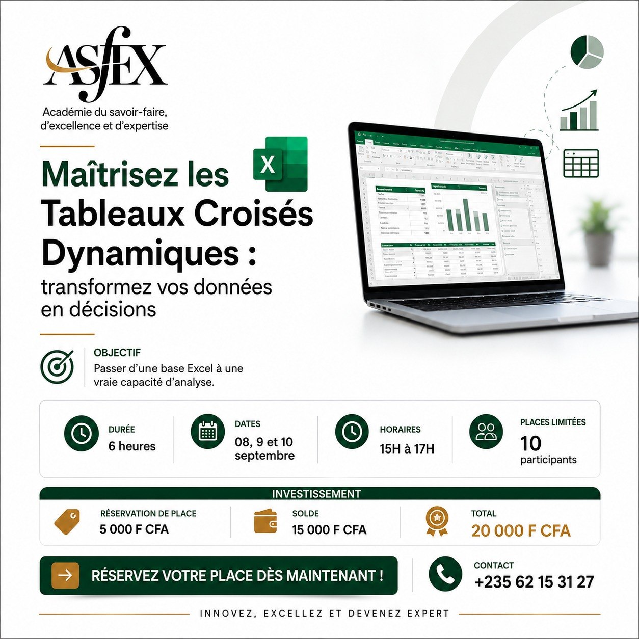 ASFEX offre une formation : Maîtrisez les Tableaux Croisés Dynamiques : transformez vos données en décisions 