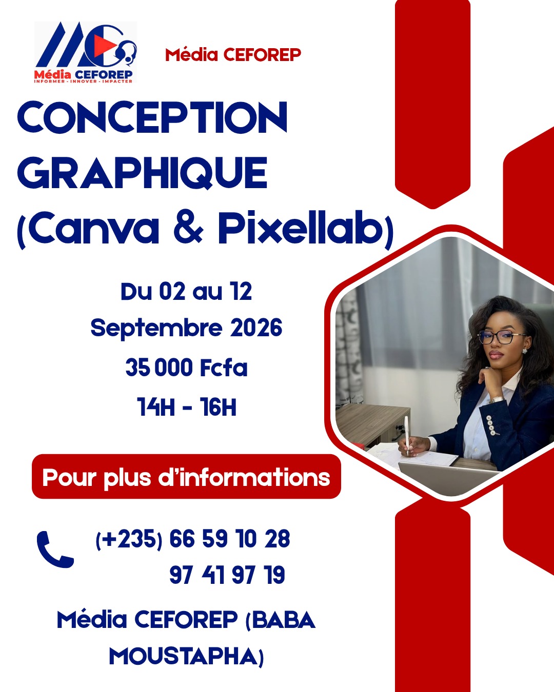 Média CEFOREP organise une session de formation en conception Graphique (Canva & Pixellab)