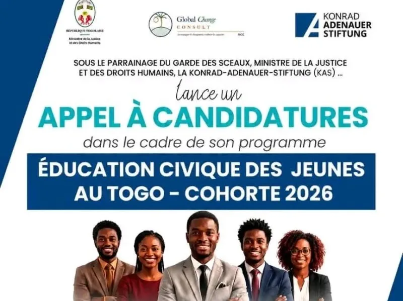 Konrad Adenauer Stiftung lance un appel a candidature dans le cadre de son programme éducation civique des Jeunes, Togo