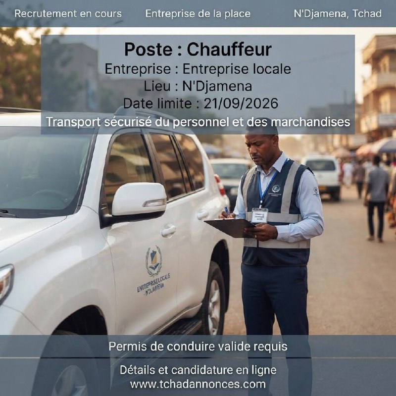 Une entreprise de la place recrute un Chauffeur, N&rsquo;Djamena, Tchad 